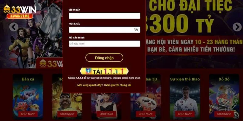 Nhiệm vụ nhập thông tin được yêu cầu khi đăng nhập 33WIN